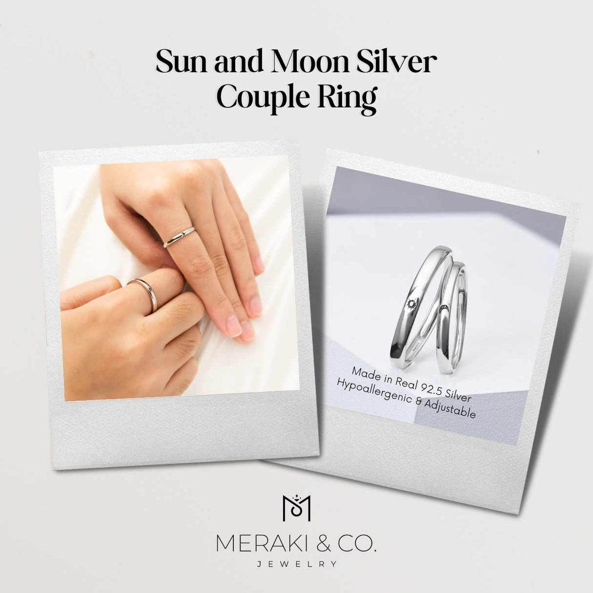 Sun and Moon Couple Ring (Real Silver & Adjustable)