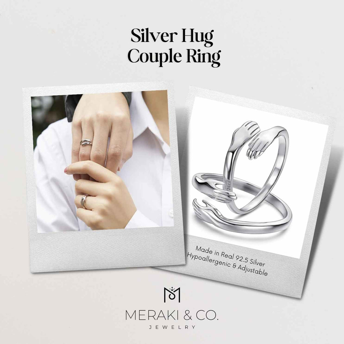 Couple Hug Ring Real 92.5 Silver Adjustable