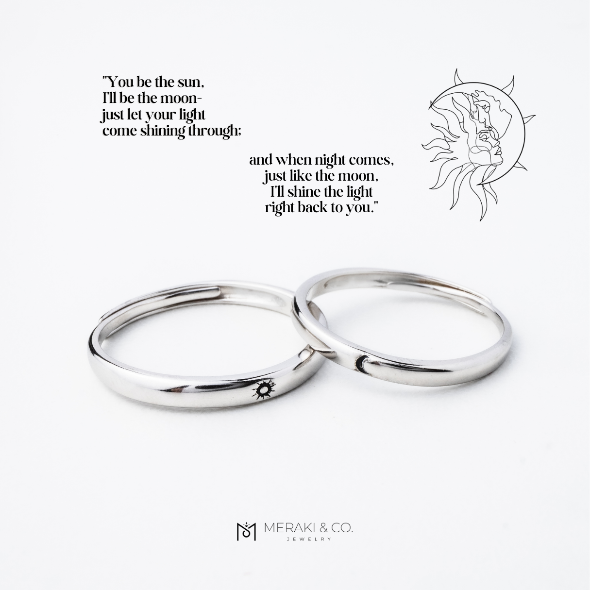 Moon and discount sun couple rings